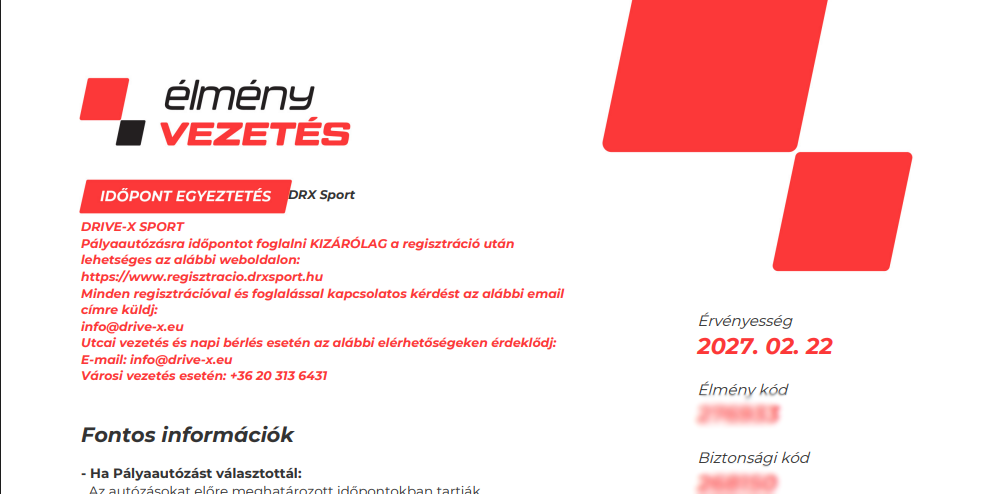 Élményvezetés.hu utalvány minta